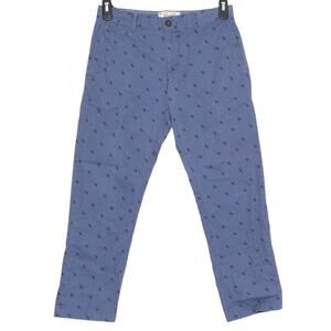 NWOT Penguin Mens Pants Paisley Print Chino Crop Blue Size 29 Altered Length ES